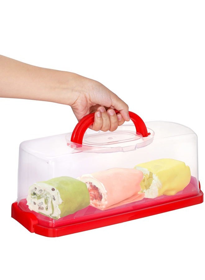 Cedilis 3 Pack Portable Bread Box with Clear Lid, Plastic Loaf Cakes Storage Container with Handle, Rectangular Bread Keeper for Storing Banana Bread, Pumpkin Bread and Quick Breads, 3 Color - Image 5