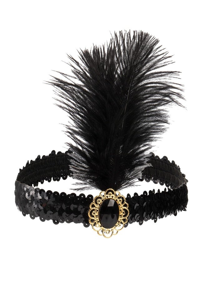 Party Dress Up Set, 1920s Flapper Accessories Set for Women, Fancy Dress Party Accessories with Flapper Headband Long Gloves Pearl Necklace, Great Gatsby Theme Party Accessories (A7) - Image 2