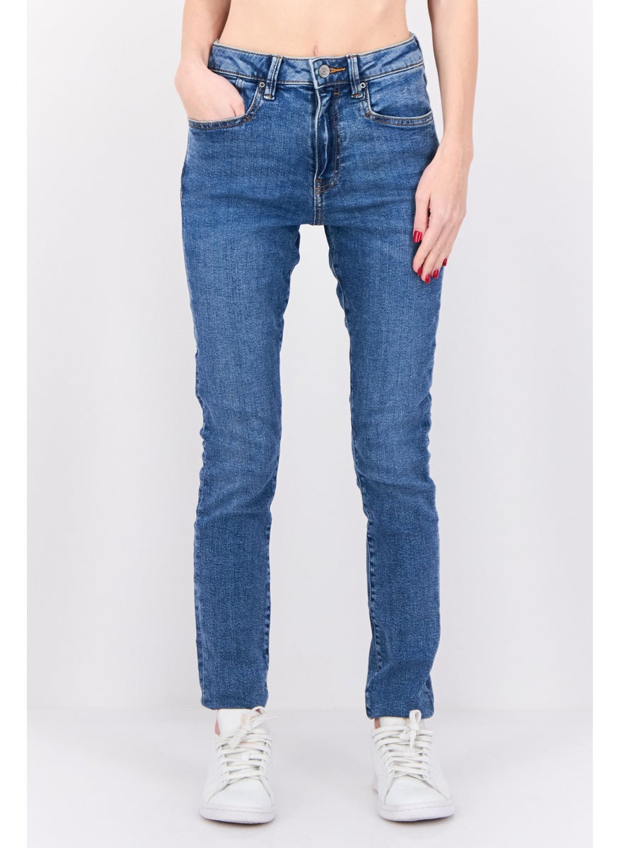 ESPRIT - Women Skinny Fit Washed High Rise Stretchable Denim, Blue - Image 1
