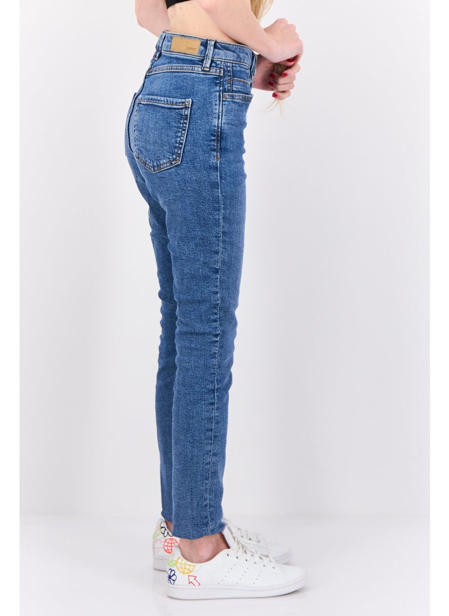 ESPRIT - Women Skinny Fit Washed High Rise Stretchable Denim, Blue - Image 1
