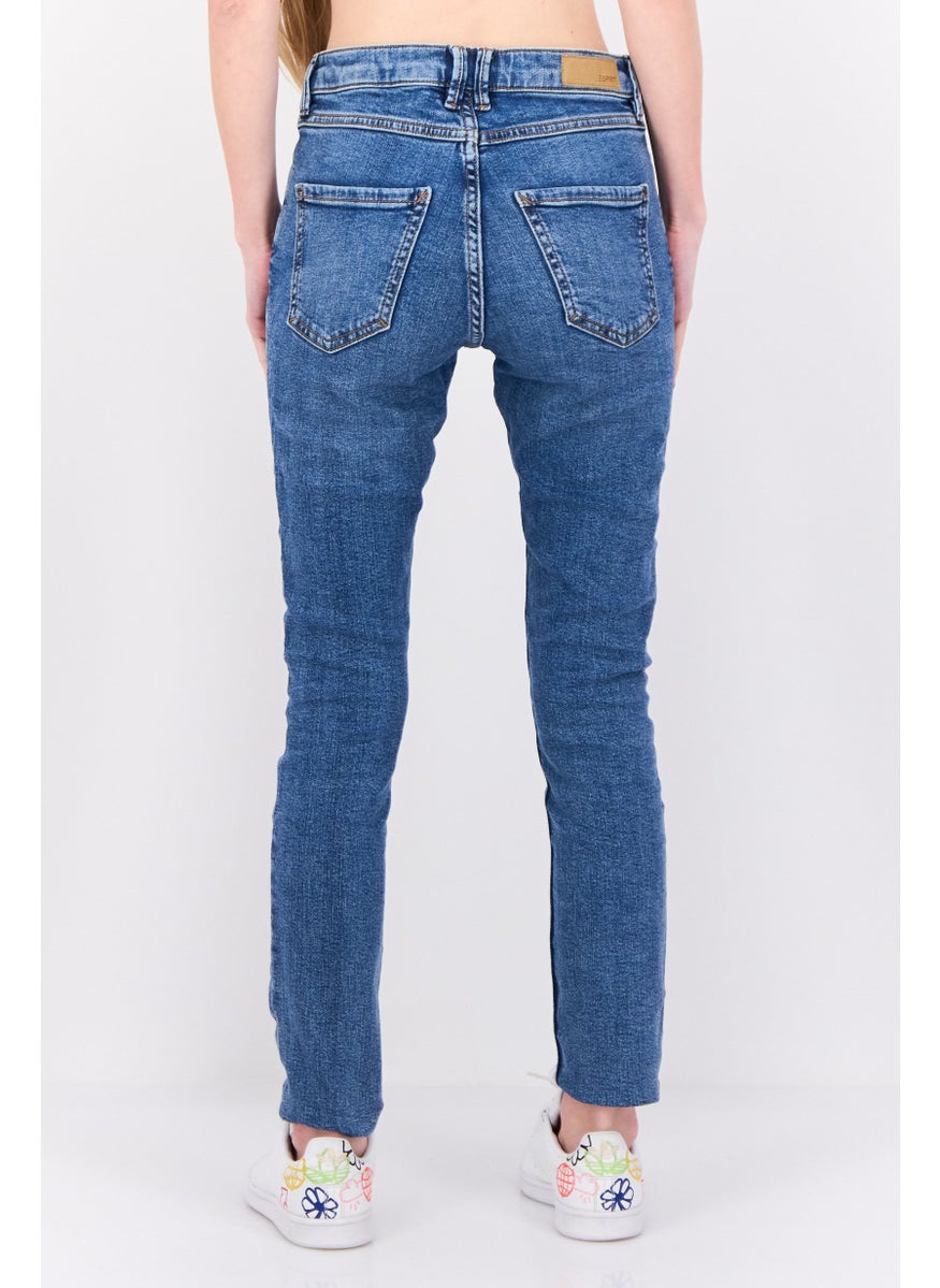ESPRIT - Women Skinny Fit Washed High Rise Stretchable Denim, Blue - Image 1