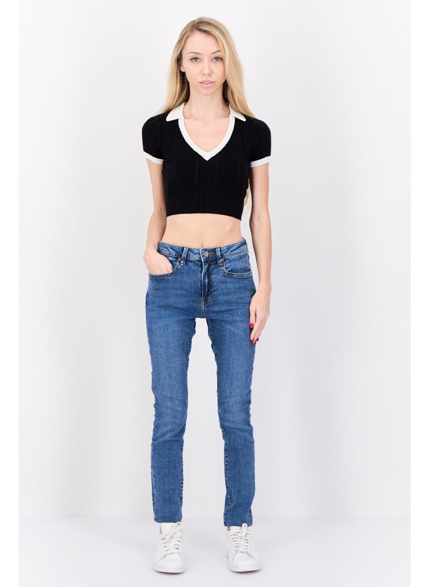ESPRIT - Women Skinny Fit Washed High Rise Stretchable Denim, Blue - Image 1