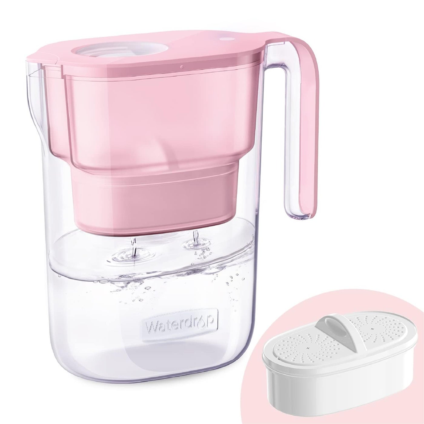 Waterdrop Water Filter Pitcher with 1 Filter 5X Times Lifetime Lasts 200 Gallons for Fridge Countertop and Gift Reduces PFOAPFOS Chlorine 7Cup Capacity Elfin Pink