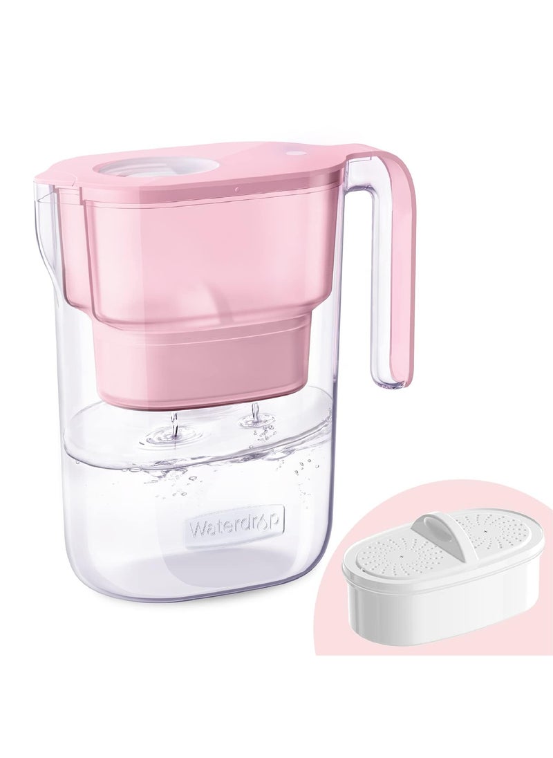 Waterdrop Waterdrop Water Filter Pitcher with 1 Filter 5X Times Lifetime Lasts 200 Gallons for Fridge Countertop and Gift Reduces PFOAPFOS Chlorine 7Cup Capacity Elfin Pink 