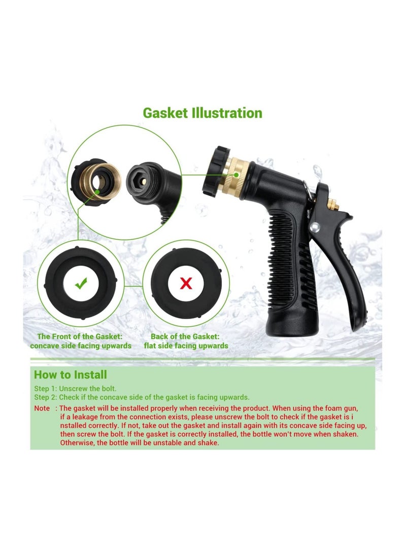 Excefore Car Wash Foam Gun, Soap Sprayer with 3/8" Brass Connector & Washing Mitts, Dual Filtration, 6 Levels of Concentration, Quick Connect to Most Garden Hose Cannon for Hose, Adjustment Ratio Dial(Green) - Image 3