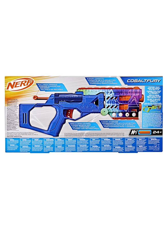 NERF N Series Cobaltfury Blaster, 24 Official N1 Darts Compatible Only with N1 Dart Blasters, Break Open Loading, Children's Toys & Presents, Ages 8+