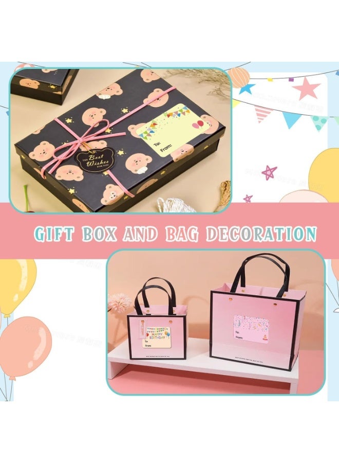 Happy Birthday stickers, round, waterproof, self-adhesive, multi-color, cartoon, 200 labels per roll, suitable for children and adults, paper, perfect for party decorations and gift boxes - Image 4