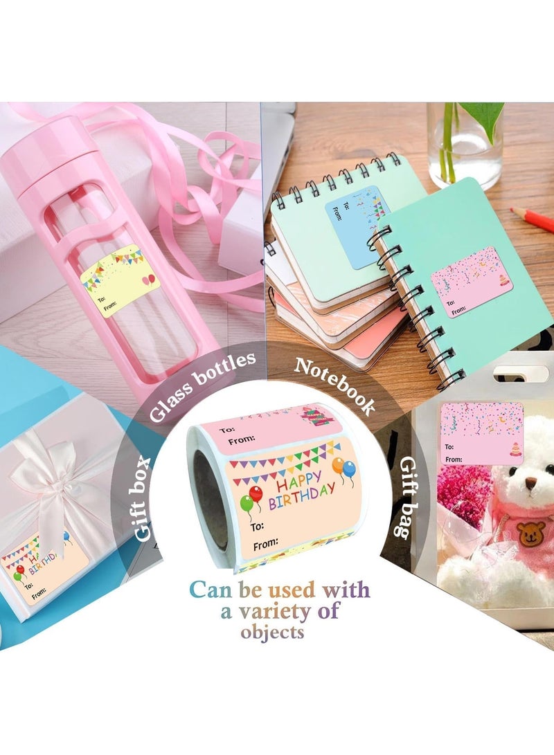 Happy Birthday stickers, round, waterproof, self-adhesive, multi-color, cartoon, 200 labels per roll, suitable for children and adults, paper, perfect for party decorations and gift boxes - Image 3