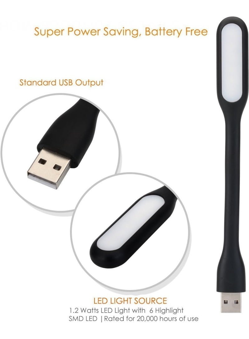 3 Pack, Flexible Mini USB LED Light Lamp for Laptop Keyboard, Power Bank, Portable Night Light (Black) - Image 4