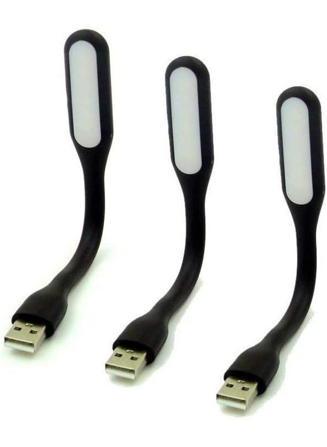 3 Pack, Flexible Mini USB LED Light Lamp for Laptop Keyboard, Power Bank, Portable Night Light (Black) - Image 2
