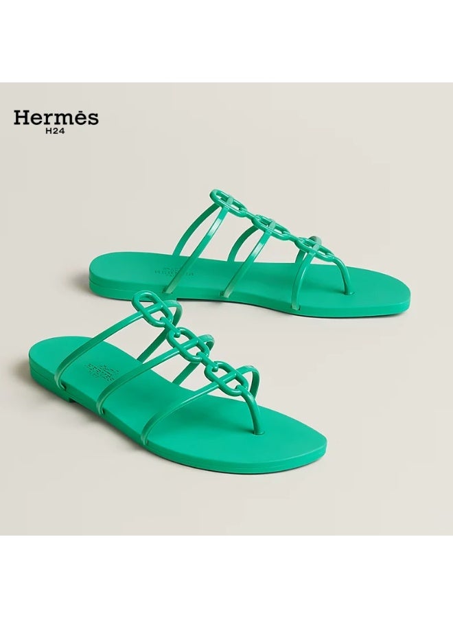 Hermes H24 صندل هيرميس H24 ميكونوس للنساء، بتفاصيل سلسلة، صيفي، أخضر التورمالين - Image 1