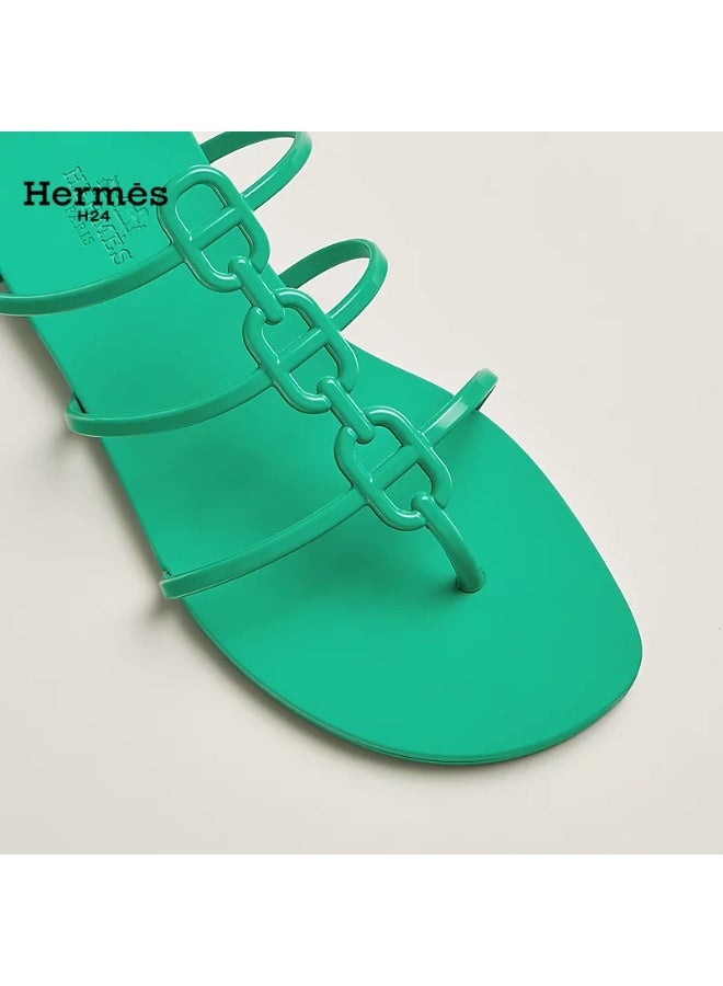 Hermes H24 صندل هيرميس H24 ميكونوس للنساء، بتفاصيل سلسلة، صيفي، أخضر التورمالين - Image 4