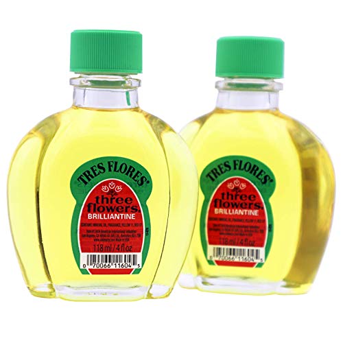 Three Flowers Brilliantine, Men Hair Styling Oil, Anti-Frizz, 2-Pack of 4 FL Oz, Bottles, amber - Image 1
