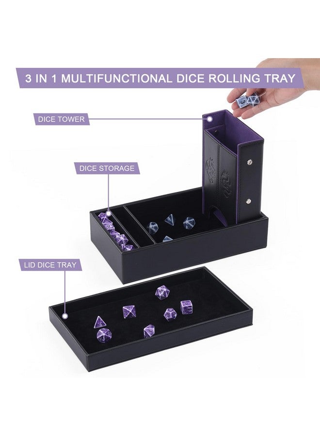 ماجيك فوسوم Dnd علبة النرد وبرج النرد مع تخزين 3 في 1 النرد صينية لف مع غطاء صندوق النرد المحمولة تخزين Dnd النرد حامل - Image 2