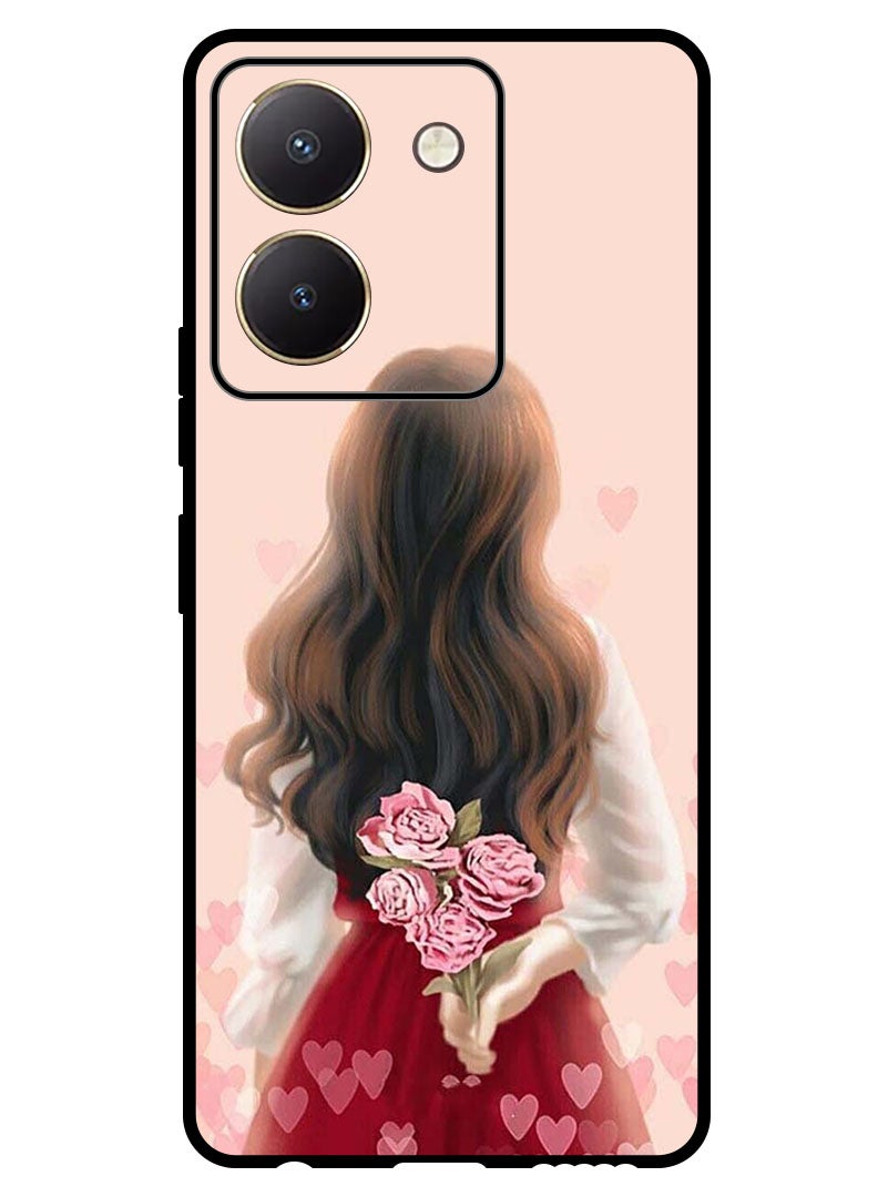 Theodor Protective Case Anti Scratch Shock Proof Bumper Cover For Vivo Y27s Girl Hiding Flowers - Image 1