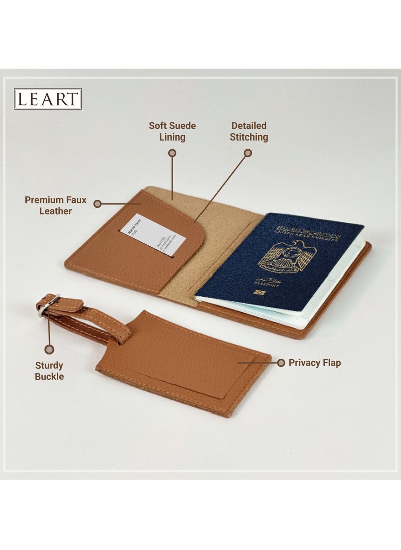 LeArt - Passport Cover and Luggage Tag Set (Caramel) - Image 1