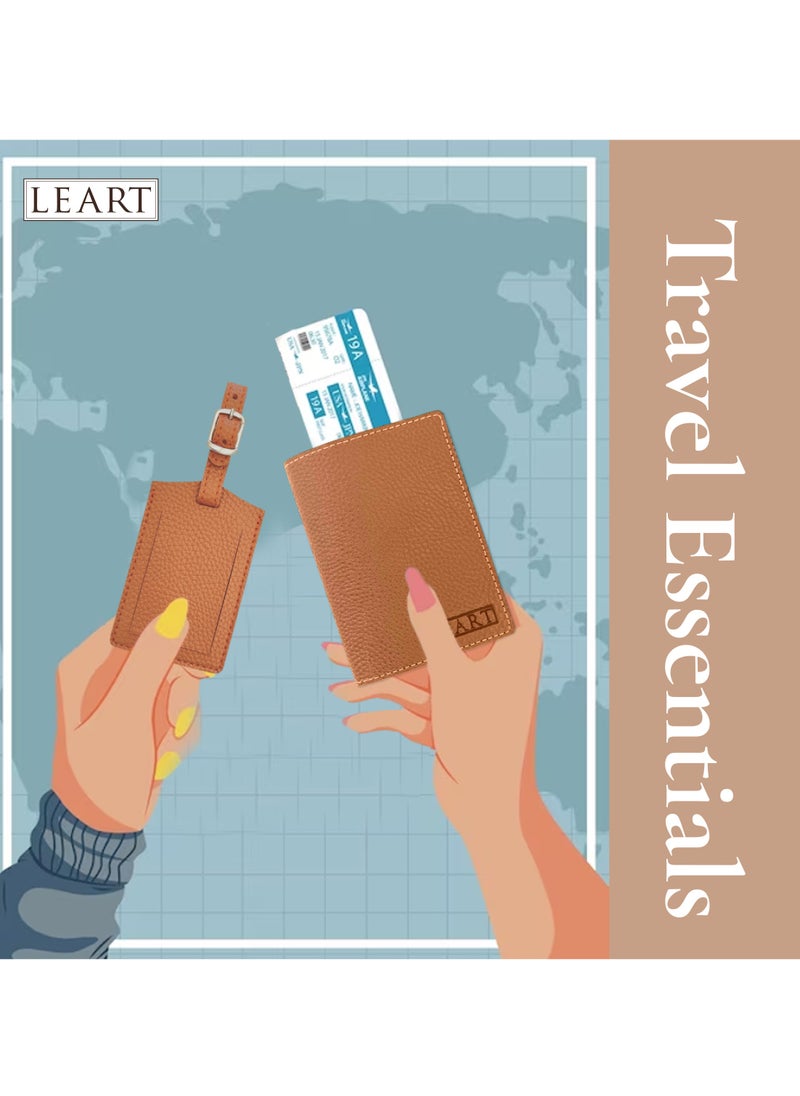 LeArt - Passport Cover and Luggage Tag Set (Caramel) - Image 1
