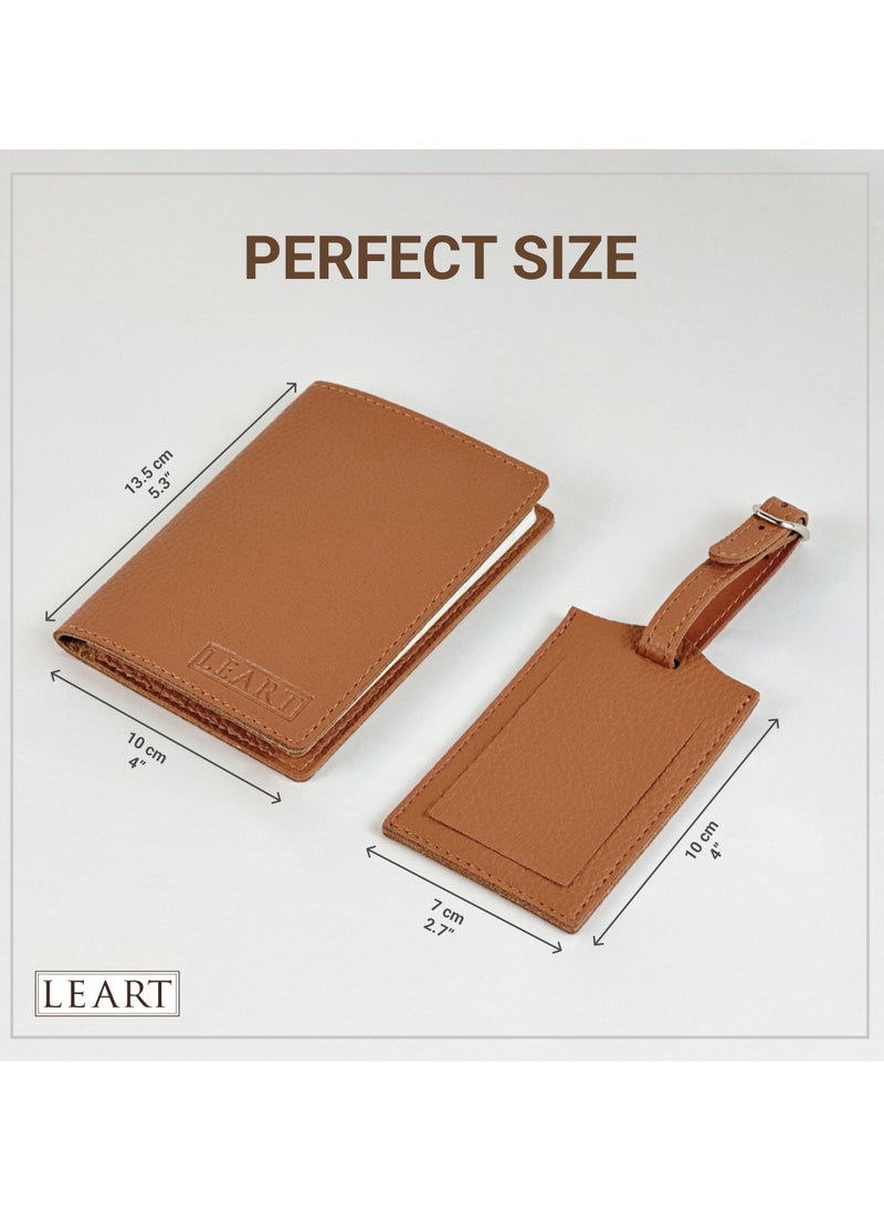 LeArt - Passport Cover and Luggage Tag Set (Caramel) - Image 1