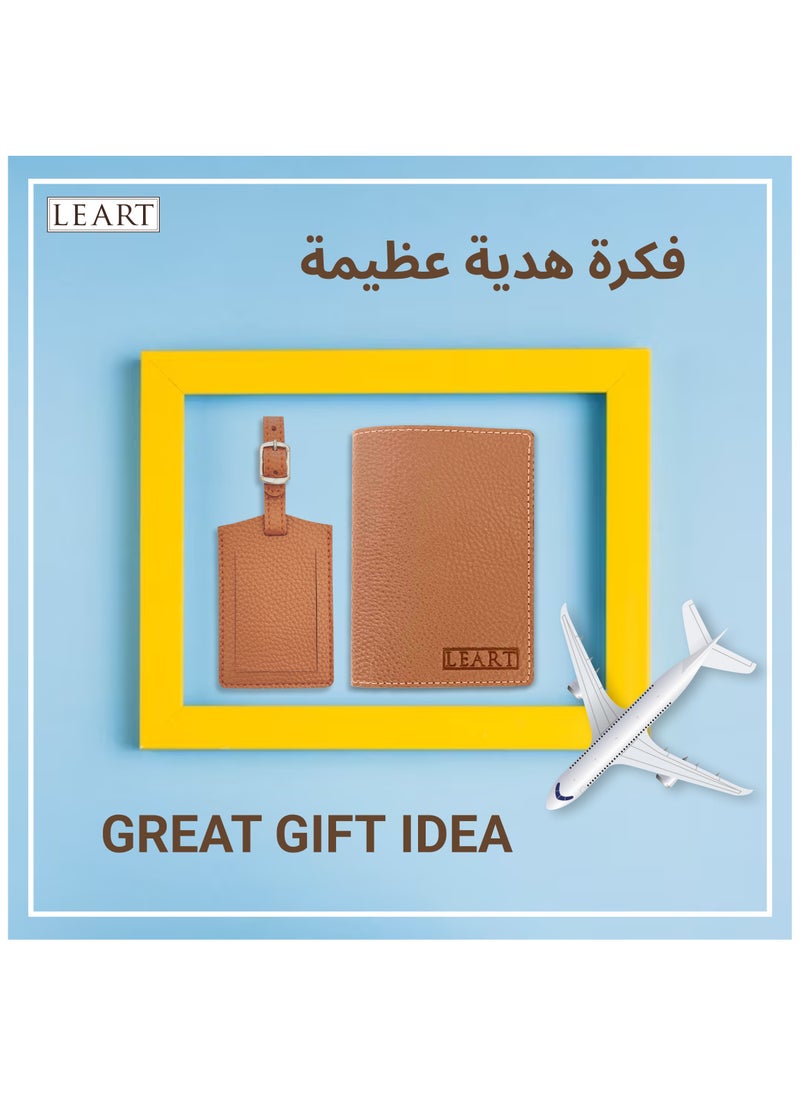 LeArt - Passport Cover and Luggage Tag Set (Caramel) - Image 1