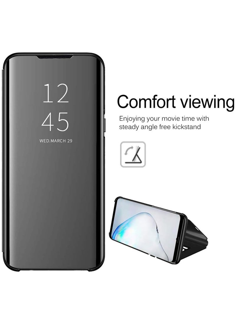 Generic - For Samsung Galaxy A25 Clear View Flip Case , Without Sensor , Standing Mirror Full Protection Cover Compatible With Samsung Galaxy A25 (6.5") (Black) - Image 1
