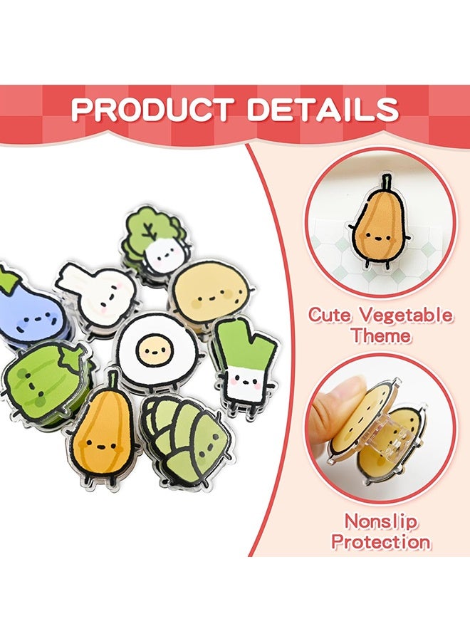 Wffo 9 PCS Cute Chip Clips Food Bag Clip Set, Vegetable Shaped Bag Clips Funny Kitchen Snack Bag Sealer, Acrylic Chip Clip for Airtight Seal Food Storage - Image 3