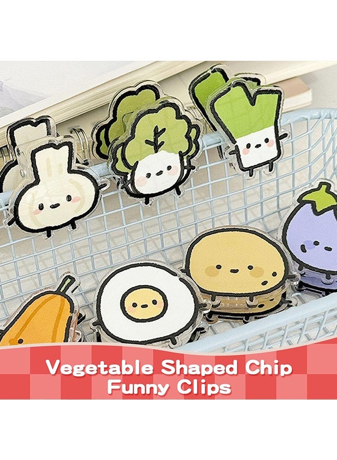 Wffo 9 PCS Cute Chip Clips Food Bag Clip Set, Vegetable Shaped Bag Clips Funny Kitchen Snack Bag Sealer, Acrylic Chip Clip for Airtight Seal Food Storage - Image 4