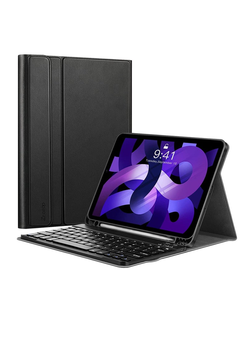 Keyboard With Case for iPad Air 5th/4th Generation 10.9 inch 2022 2020 Case Magnetically Detachable Wireless Keyboard for iPad 10.9"  Black Color