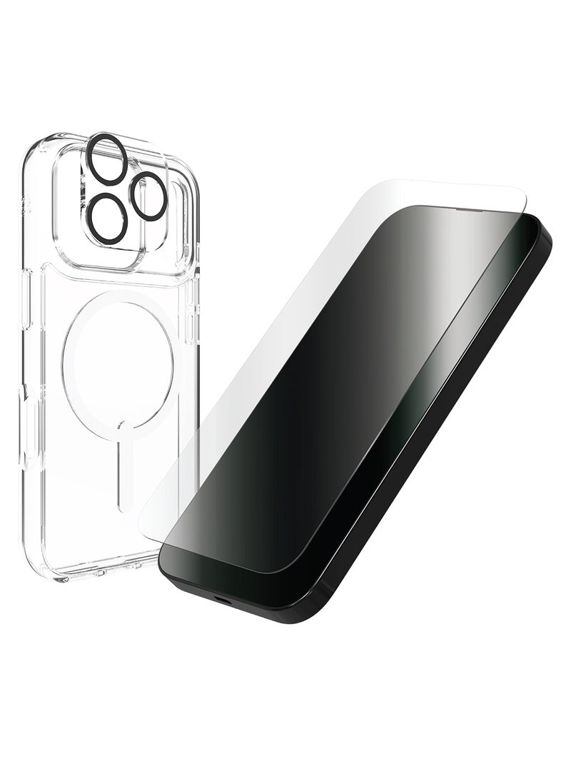 ZAGG iPhone 17 Pro 3-in-1 Bundle – Crystal Palace Snap Case MagSafe Compatible Clear Protective Cover with Screen Protector & Camera Lens Protector - Image 3