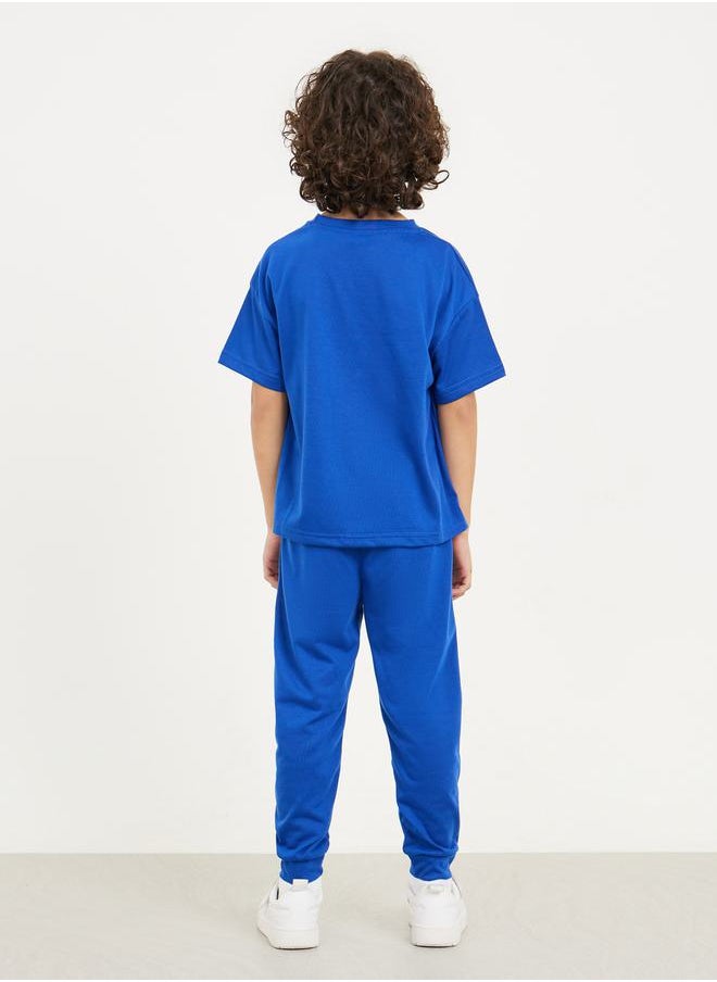 Styli - Printed Drop Shoulder T-shirt & Solid Jogger Set - Image 1