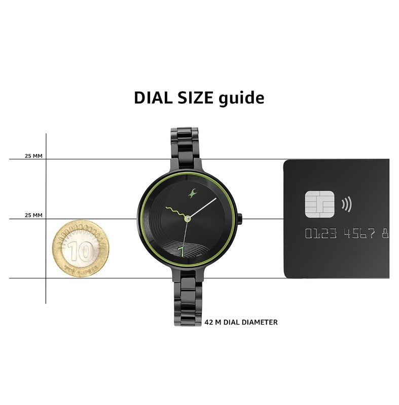 Fastrack Stunners Quartz Analog Black Dial Metal Strap Watch for Girls-NS6265NM01 - Image 2