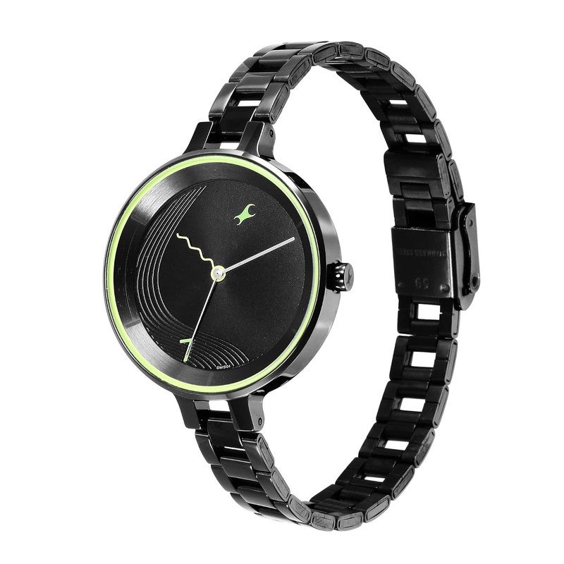 Fastrack Stunners Quartz Analog Black Dial Metal Strap Watch for Girls-NS6265NM01 - Image 5