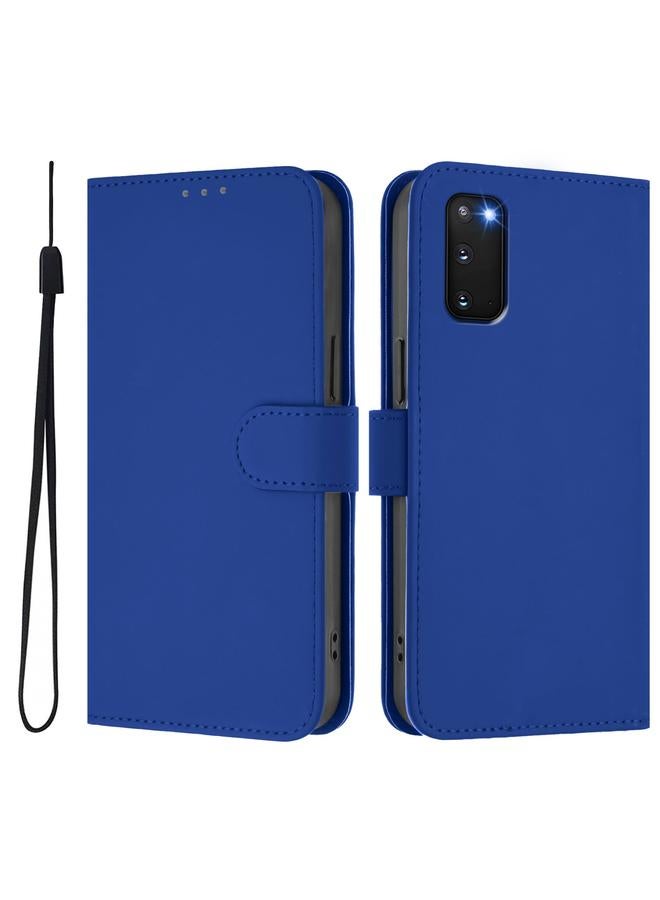 S-TOP Case For Samsung Galaxy S20 FE 2022 Skin Feel Solid Color Leather Phone Case with Lanyard - Image 2