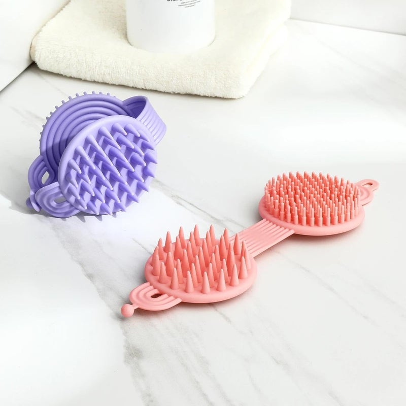 ShipFayda 2 in 1 Bath and Shampoo Brush Soft Silicone Loofah for Sensitive Skin Lathers Well Scalp Massager Shampoo Brush DoubleSided Body Brush Gentle Exfoliating for Women Men Pack of 1Multicolor - Image 3