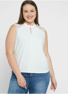 Vero Moda Curve Lace Detail T-Shirt  - Image 1