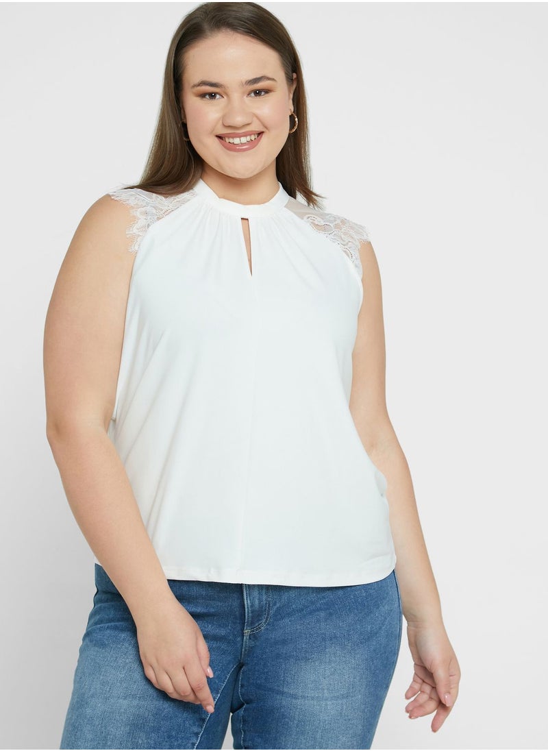 Vero Moda Curve Lace Detail T-Shirt  - Image 1