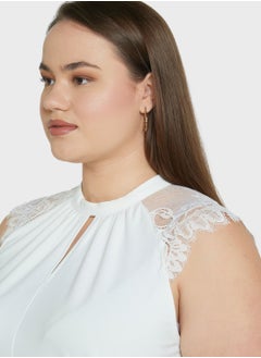 Vero Moda Curve Lace Detail T-Shirt  - Image 3