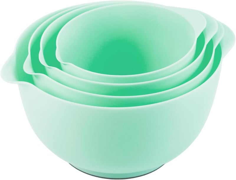 BoxedHome Nesting Plastic Mixing Bowl Set, 4 Piece Mixing Bowl Set with Pour Spouts, Size 1.7, 2.5, 3.5 and 4.5qt, for Prepping, Mixing, Baking, Cooking(2023 New Version, Green) - Image 1