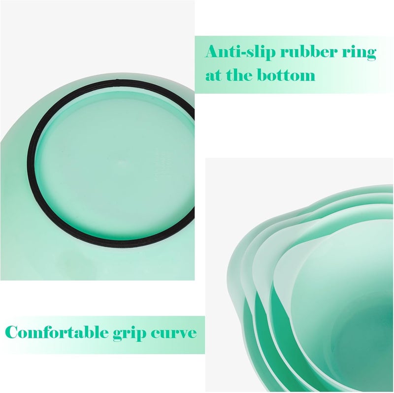 BoxedHome Nesting Plastic Mixing Bowl Set, 4 Piece Mixing Bowl Set with Pour Spouts, Size 1.7, 2.5, 3.5 and 4.5qt, for Prepping, Mixing, Baking, Cooking(2023 New Version, Green) - Image 3