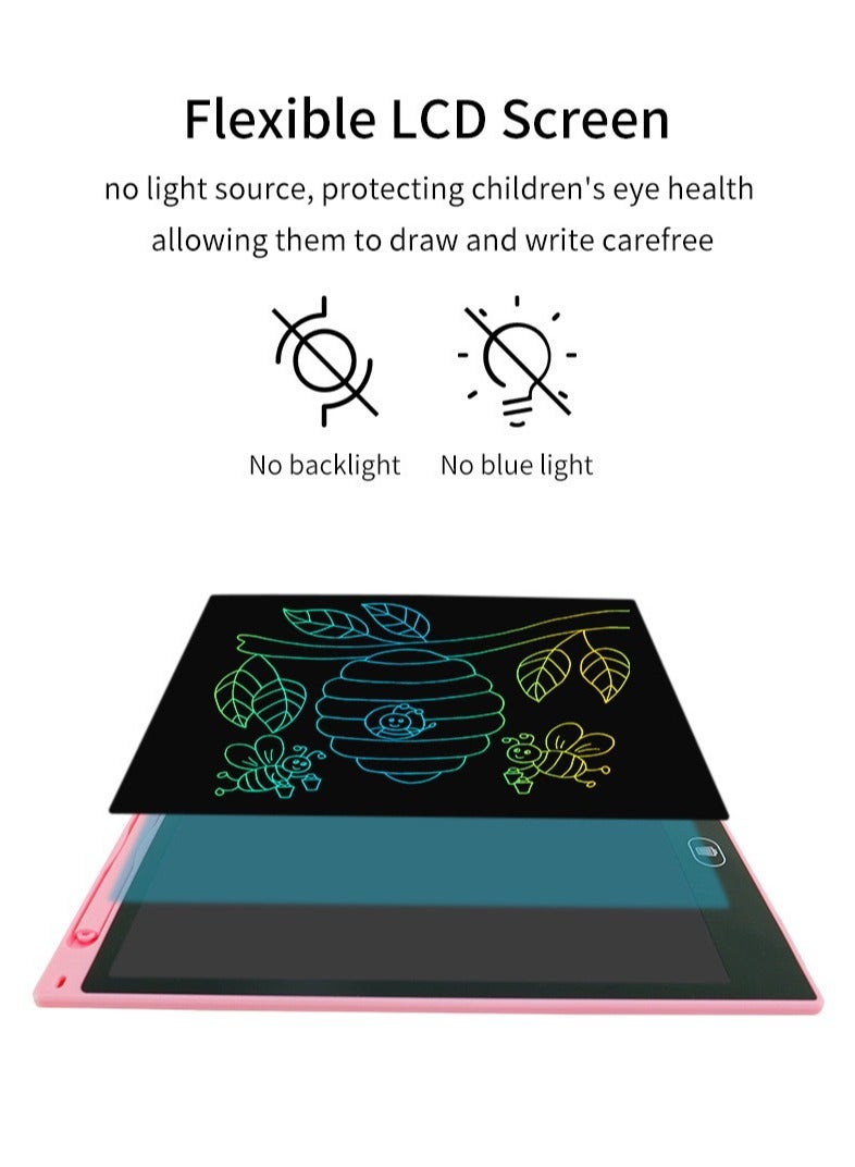 2-Pack LCD Writing Tablet 12 Inch, Colorful Screen Writing and Drawing Board, Reusable Doodle Pad Learning Educational Toy For Kids Pink And Light Blue  - Image 4