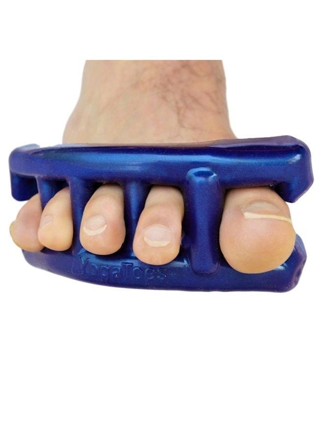 Yoga Toes - Original Yoga Toes for Men: Gel Toe Separators and Toe Stretchers in Metallic Blue. Stop Foot Pain and Boost Athletic Performance! (Large) - Image 1