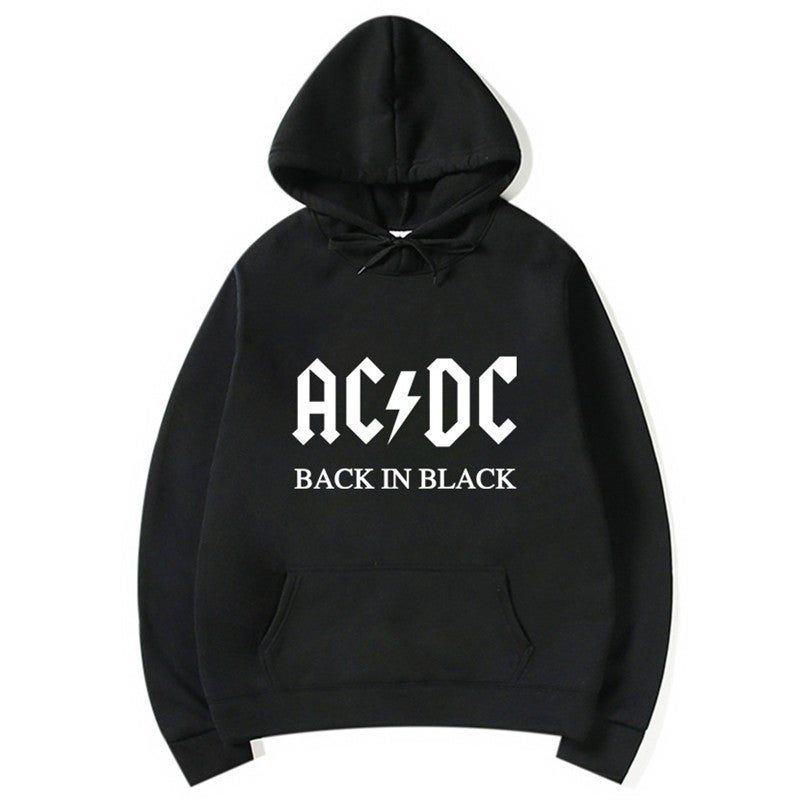 Spring Autumn AC/DC Print Hoodie Casual Slim Mens Sweatshirt White