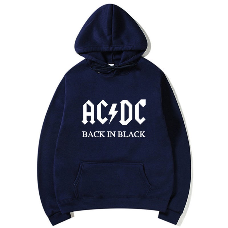 Spring Autumn AC/DC Print Hoodie Casual Slim Mens Sweatshirt White