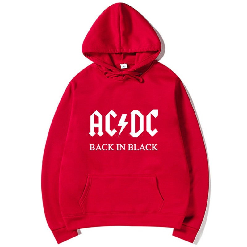 Spring Autumn AC/DC Print Hoodie Casual Slim Mens Sweatshirt White