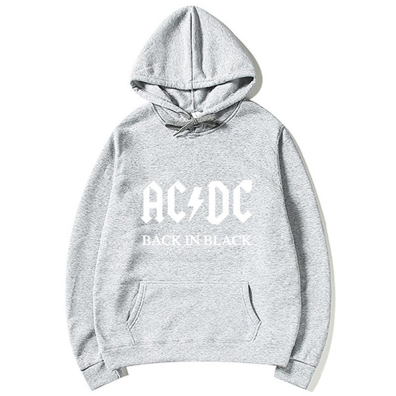 Spring Autumn AC/DC Print Hoodie Casual Slim Mens Sweatshirt White