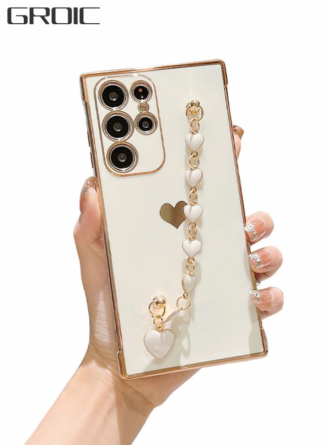 GROIC Phone Case For Samsung Galaxy S22 Ultra 6.8 Inch, Love Wrist Bracelet Cute Girl Phone Case Soft Cushioning Silicone Shockproof Band Phone Case For Galaxy S22 Ultra 6.8 Inch White  - Image 1