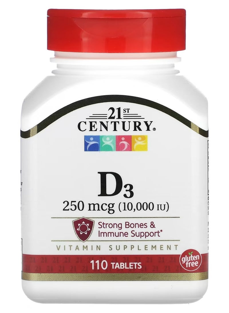 21st Century Vitamin D3 250 mcg (10,000 IU) 110 Tablets - Image 1