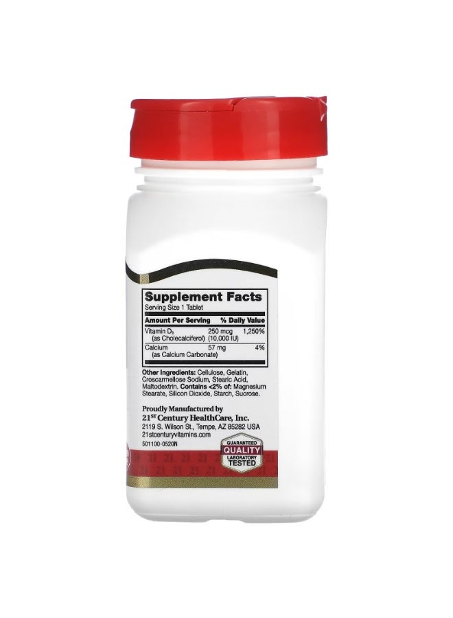 21st Century Vitamin D3 250 mcg (10,000 IU) 110 Tablets - Image 2