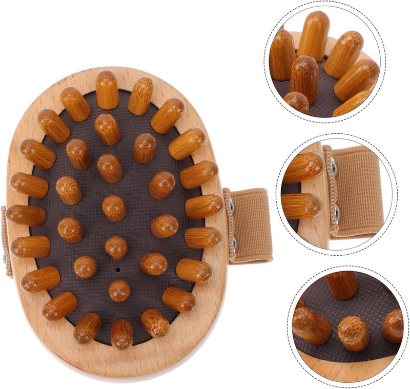 Amzgear Head Massager, Stress Relax Head Massager, Shower Hair Brush, Wooden Scrubber, Spa Brush for head Massage Improve Lymphatic Circulation, Body Shaping and Cellulite Remover 1 pc. Brown - Image 3