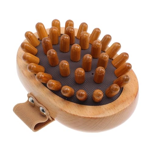 Amzgear Head Massager, Stress Relax Head Massager, Shower Hair Brush, Wooden Scrubber, Spa Brush for head Massage Improve Lymphatic Circulation, Body Shaping and Cellulite Remover 1 pc. Brown - Image 1