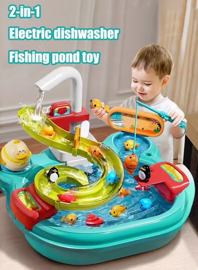 Children's dishwashing playset Dishwasher toys Fishing toys Vegetable washing sink Kitchen toys Situational simulation toys  - Image 1